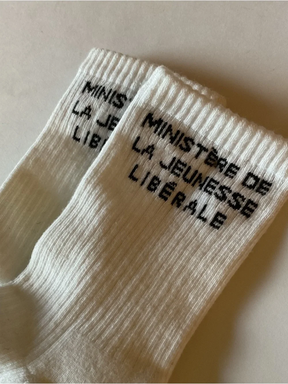 LIBERAL YOUTH MINISTRY LOGO INTARSIA SOCKS WHITE BLACK LETTERING WOMENS OS NWOT